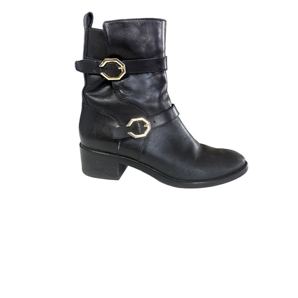 COLE HAAN Women's Leela Grand Moto Leather Booties Black Size 9B